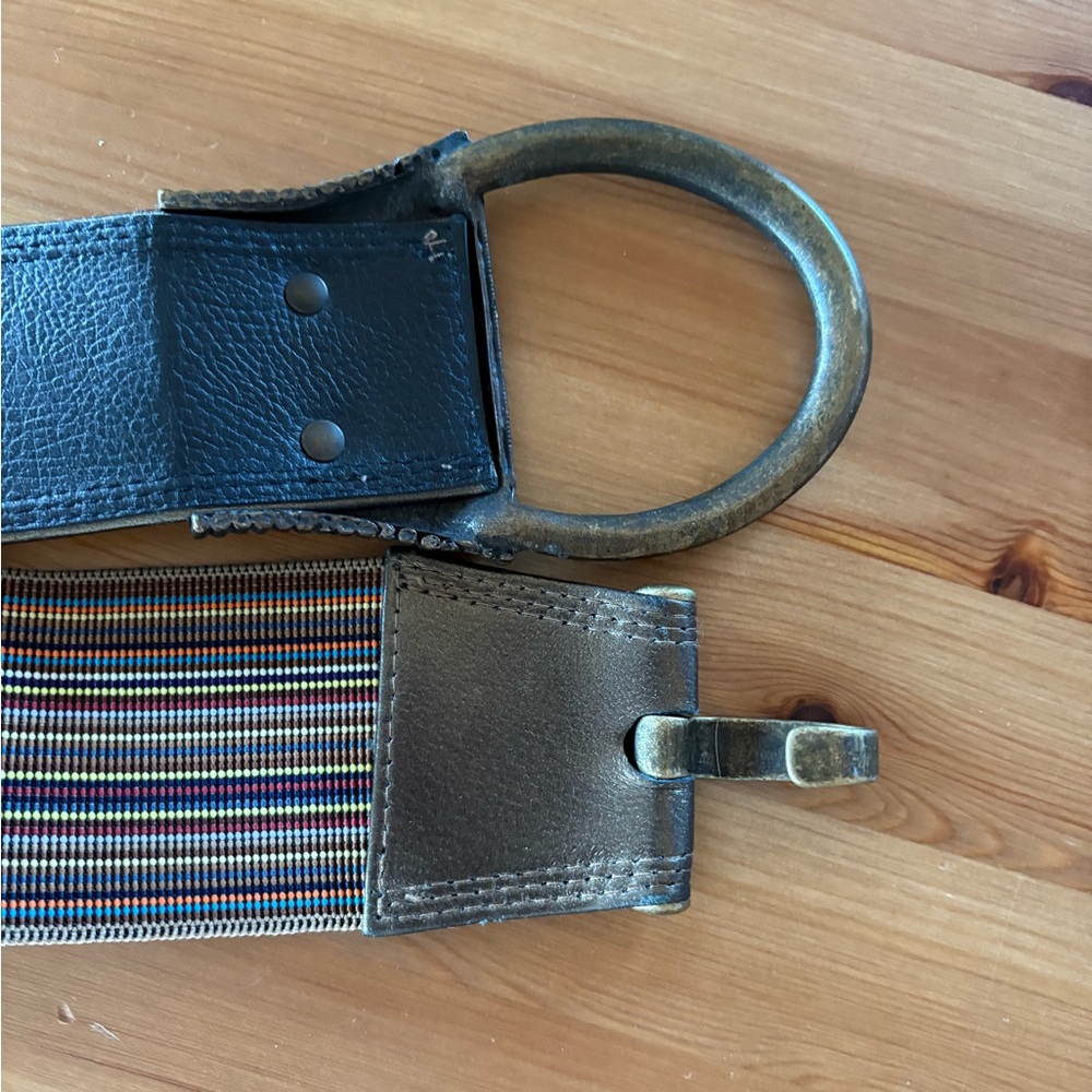 Suzi Roher Wide Stretch Cinch Metal Buckle Statement Belt Size Large - Picture 10 of 10